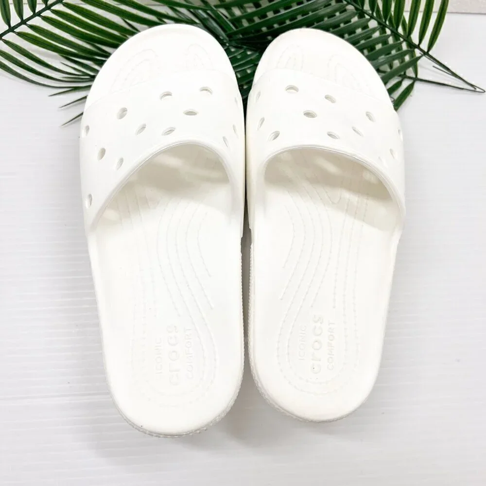 Crocs Unisex Adults' White Croslite Slip On Classic Slide Sandals Size 9M 11W